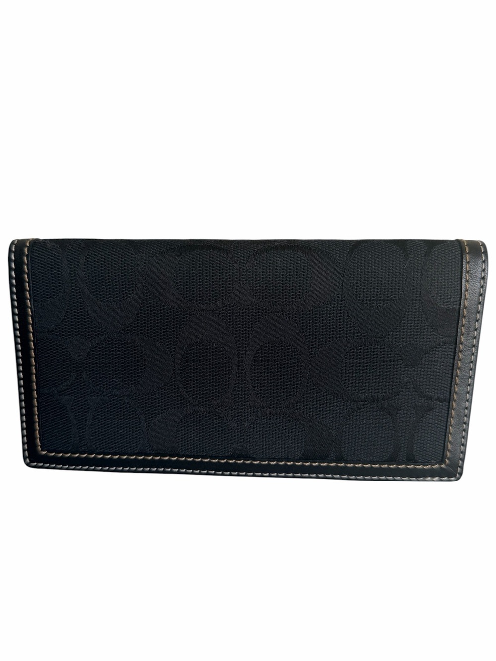 COACH Y2K 2000’S Black Classic Leather Canvas Cheque Book Cover Holder Like New